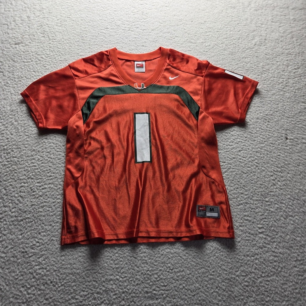 Miami Hurricanes Jersey Boys Medium Orange NCAA Football Nike Number 1 Team